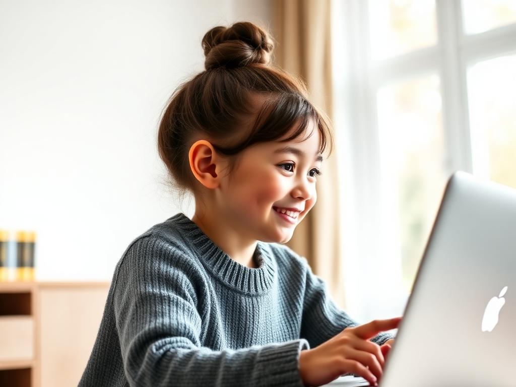 Young student waving at a laptop during an online class